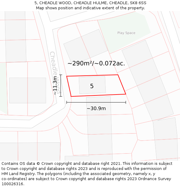 5, CHEADLE WOOD, CHEADLE HULME, CHEADLE, SK8 6SS: Plot and title map