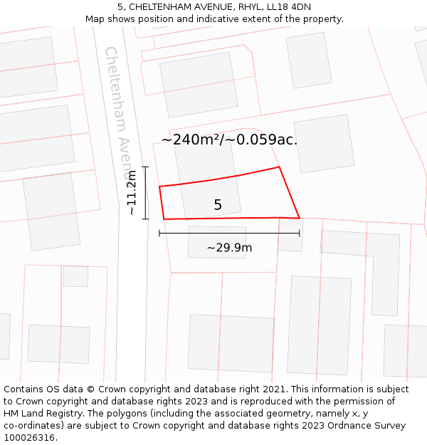 5, CHELTENHAM AVENUE, RHYL, LL18 4DN: Plot and title map