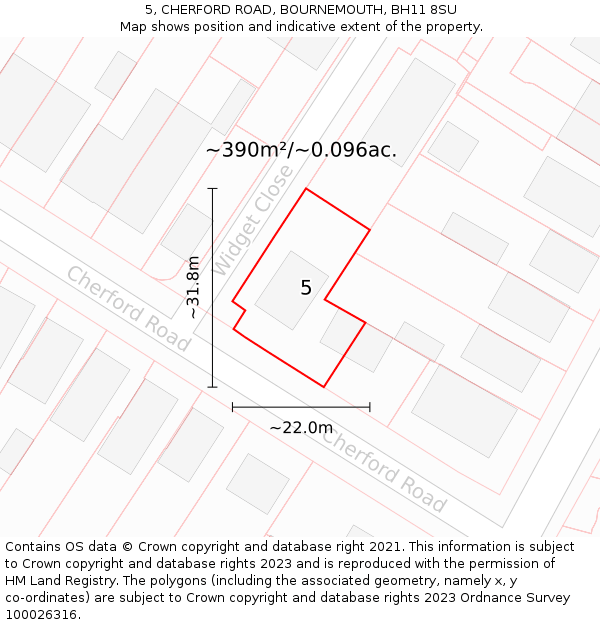 5, CHERFORD ROAD, BOURNEMOUTH, BH11 8SU: Plot and title map