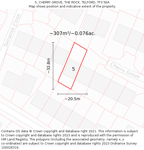 5, CHERRY GROVE, THE ROCK, TELFORD, TF3 5EA: Plot and title map