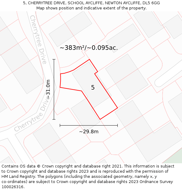 5, CHERRYTREE DRIVE, SCHOOL AYCLIFFE, NEWTON AYCLIFFE, DL5 6GG: Plot and title map