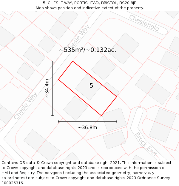 5, CHESLE WAY, PORTISHEAD, BRISTOL, BS20 8JB: Plot and title map