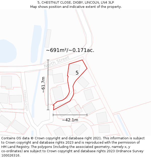 5, CHESTNUT CLOSE, DIGBY, LINCOLN, LN4 3LP: Plot and title map