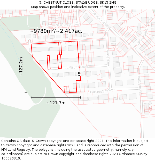 5, CHESTNUT CLOSE, STALYBRIDGE, SK15 2HG: Plot and title map