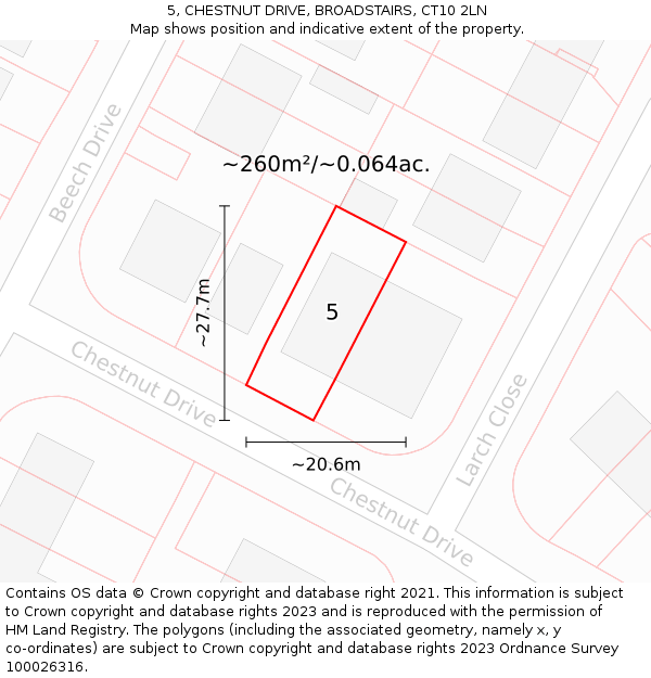 5, CHESTNUT DRIVE, BROADSTAIRS, CT10 2LN: Plot and title map