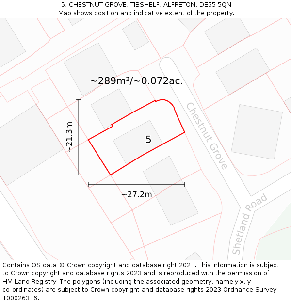 5, CHESTNUT GROVE, TIBSHELF, ALFRETON, DE55 5QN: Plot and title map