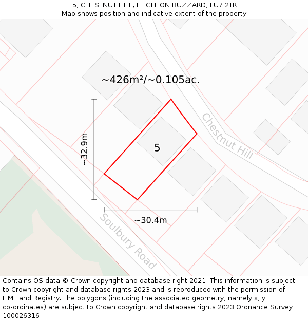 5, CHESTNUT HILL, LEIGHTON BUZZARD, LU7 2TR: Plot and title map