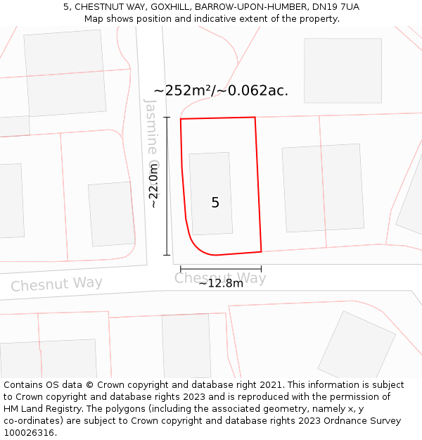 5, CHESTNUT WAY, GOXHILL, BARROW-UPON-HUMBER, DN19 7UA: Plot and title map