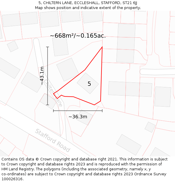 5, CHILTERN LANE, ECCLESHALL, STAFFORD, ST21 6JJ: Plot and title map