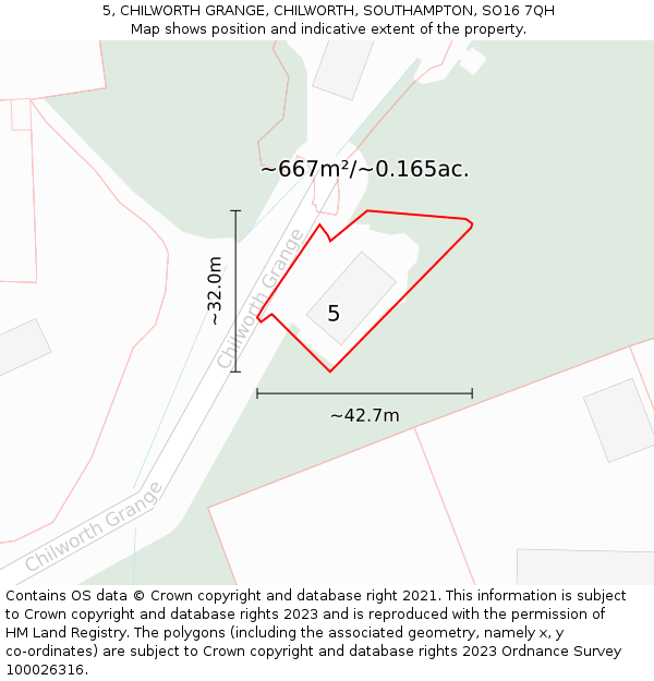 5, CHILWORTH GRANGE, CHILWORTH, SOUTHAMPTON, SO16 7QH: Plot and title map