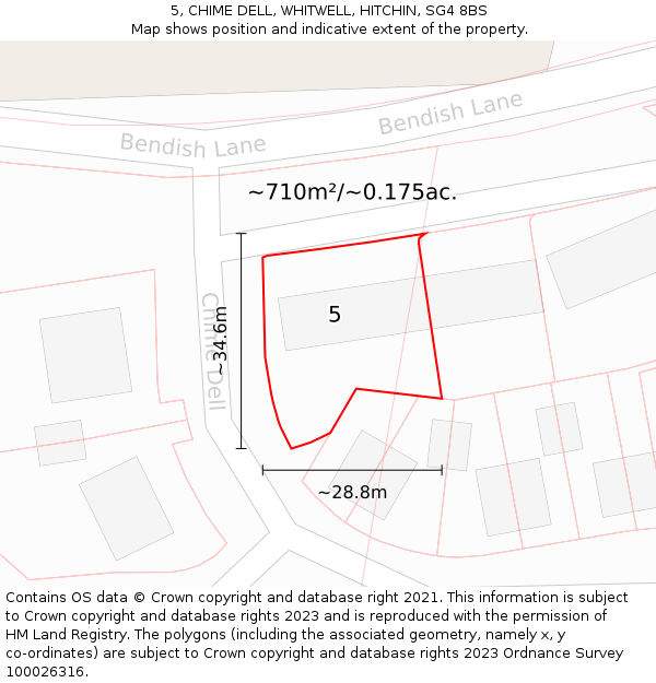5, CHIME DELL, WHITWELL, HITCHIN, SG4 8BS: Plot and title map