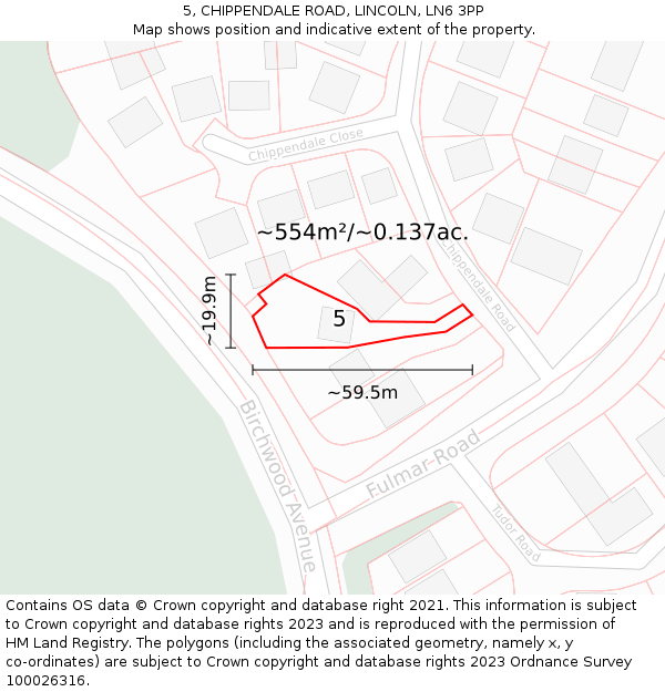 5, CHIPPENDALE ROAD, LINCOLN, LN6 3PP: Plot and title map