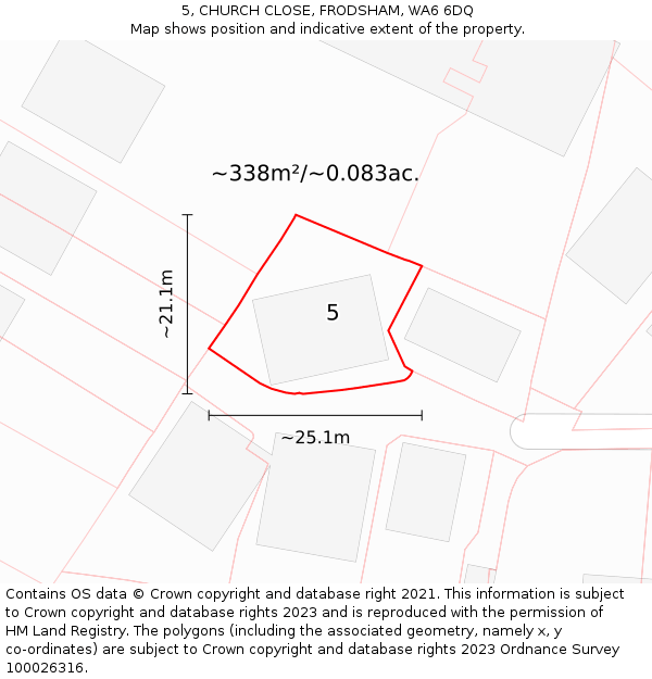 5, CHURCH CLOSE, FRODSHAM, WA6 6DQ: Plot and title map