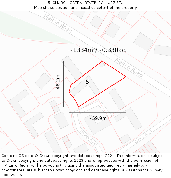 5, CHURCH GREEN, BEVERLEY, HU17 7EU: Plot and title map