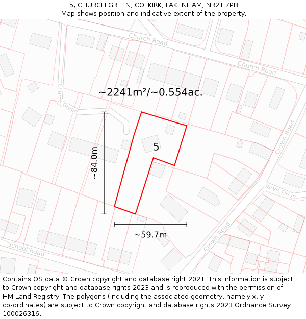 5, CHURCH GREEN, COLKIRK, FAKENHAM, NR21 7PB: Plot and title map