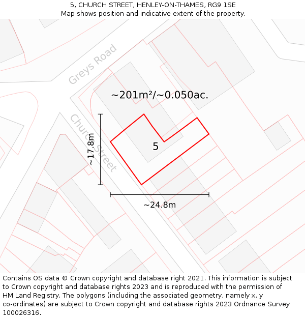 5, CHURCH STREET, HENLEY-ON-THAMES, RG9 1SE: Plot and title map