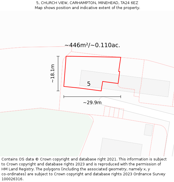 5, CHURCH VIEW, CARHAMPTON, MINEHEAD, TA24 6EZ: Plot and title map