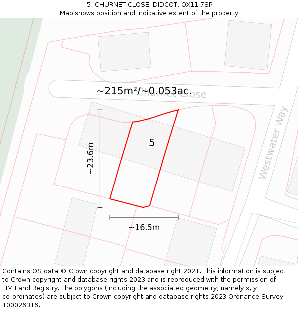 5, CHURNET CLOSE, DIDCOT, OX11 7SP: Plot and title map