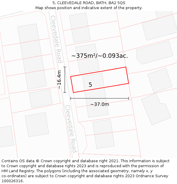 5, CLEEVEDALE ROAD, BATH, BA2 5QS: Plot and title map