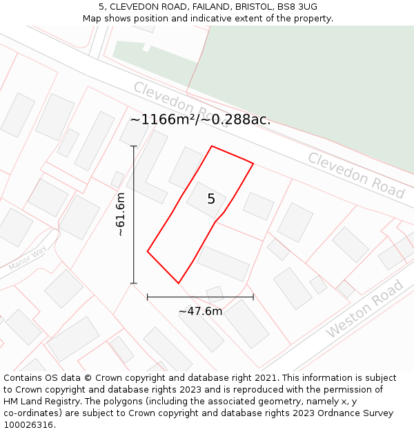 5, CLEVEDON ROAD, FAILAND, BRISTOL, BS8 3UG: Plot and title map