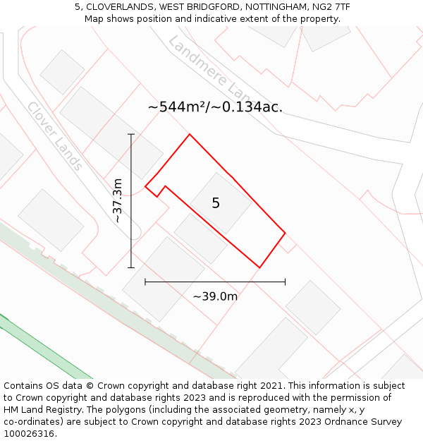 5, CLOVERLANDS, WEST BRIDGFORD, NOTTINGHAM, NG2 7TF: Plot and title map