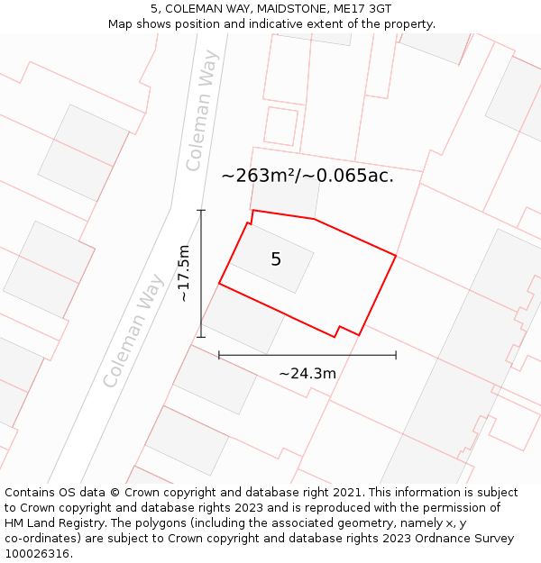 5, COLEMAN WAY, MAIDSTONE, ME17 3GT: Plot and title map