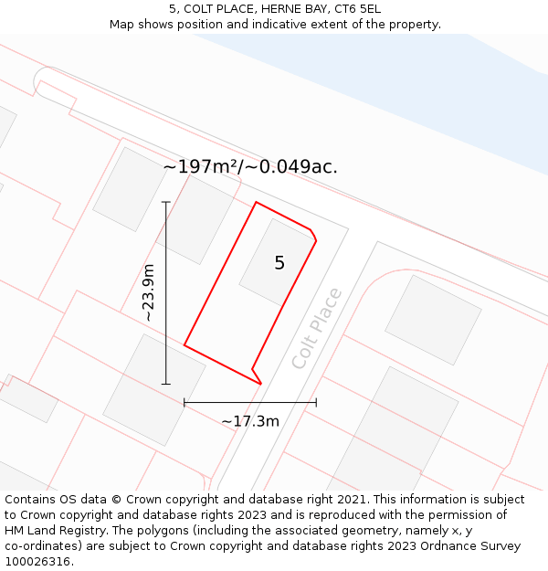 5, COLT PLACE, HERNE BAY, CT6 5EL: Plot and title map