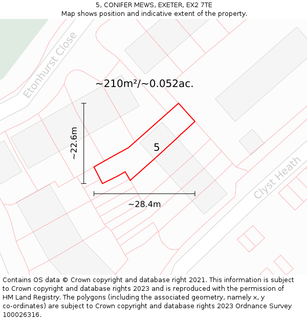 5, CONIFER MEWS, EXETER, EX2 7TE: Plot and title map