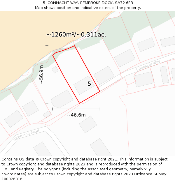 5, CONNACHT WAY, PEMBROKE DOCK, SA72 6FB: Plot and title map