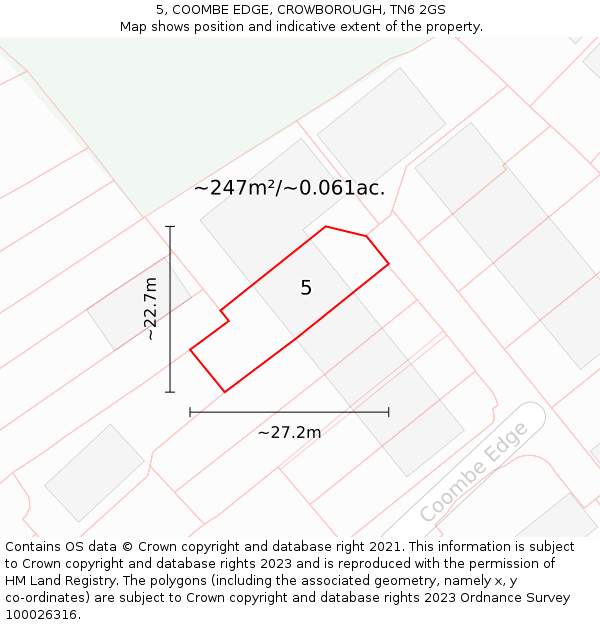 5, COOMBE EDGE, CROWBOROUGH, TN6 2GS: Plot and title map