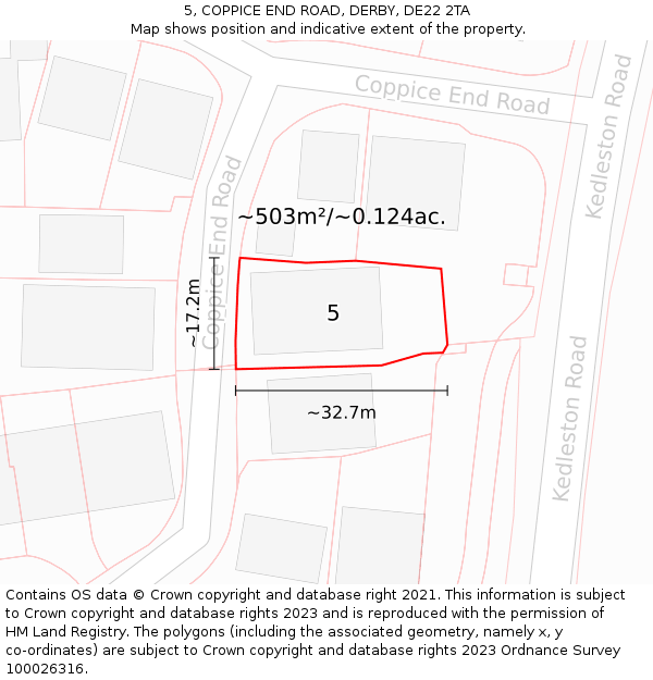 5, COPPICE END ROAD, DERBY, DE22 2TA: Plot and title map