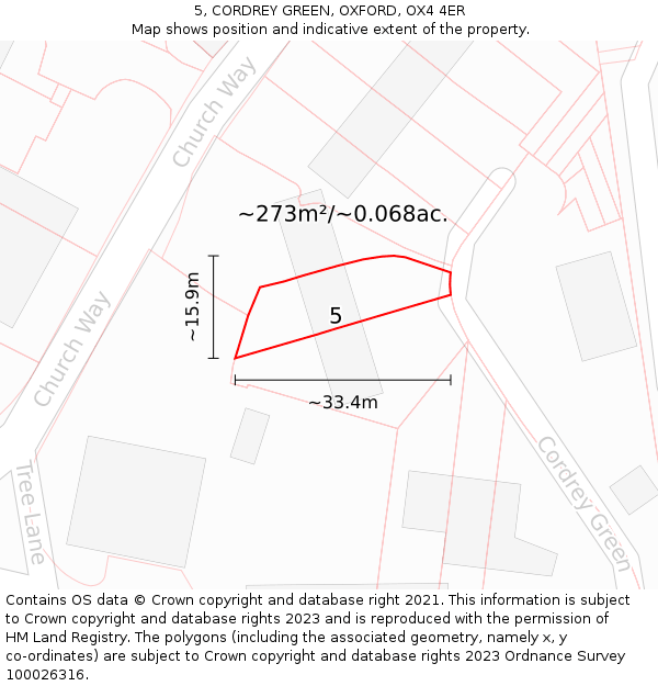 5, CORDREY GREEN, OXFORD, OX4 4ER: Plot and title map