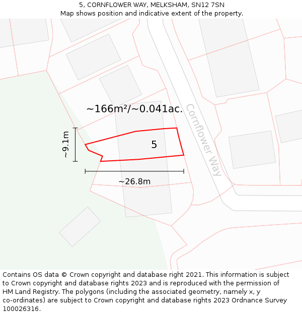 5, CORNFLOWER WAY, MELKSHAM, SN12 7SN: Plot and title map