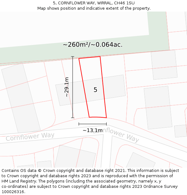 5, CORNFLOWER WAY, WIRRAL, CH46 1SU: Plot and title map