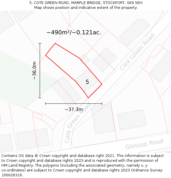 5, COTE GREEN ROAD, MARPLE BRIDGE, STOCKPORT, SK6 5EH: Plot and title map