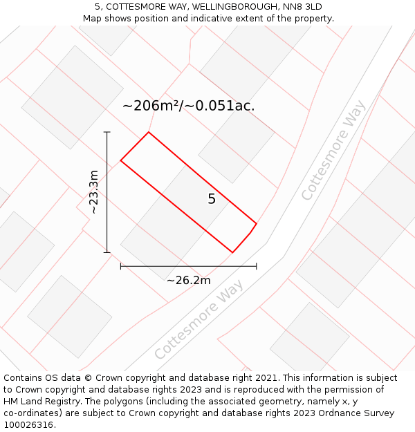 5, COTTESMORE WAY, WELLINGBOROUGH, NN8 3LD: Plot and title map