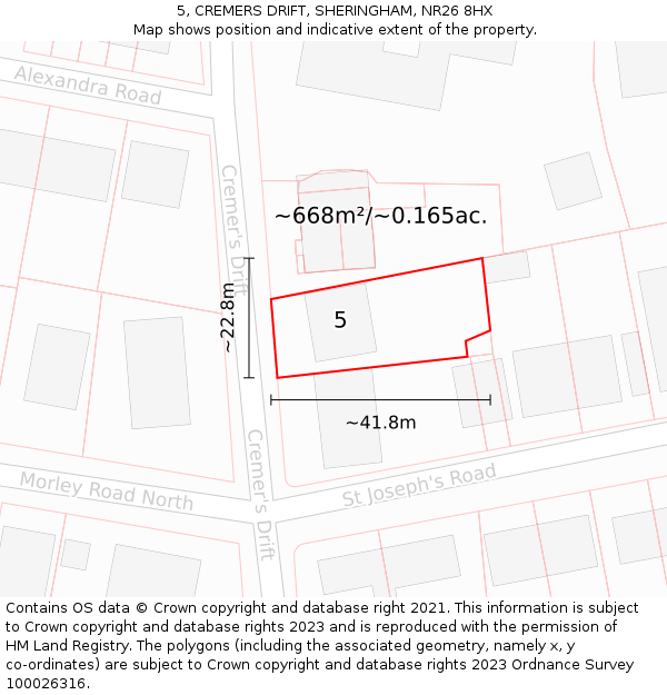 5, CREMERS DRIFT, SHERINGHAM, NR26 8HX: Plot and title map