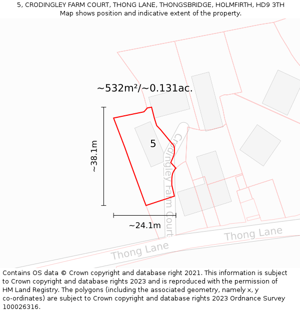 5, CRODINGLEY FARM COURT, THONG LANE, THONGSBRIDGE, HOLMFIRTH, HD9 3TH: Plot and title map