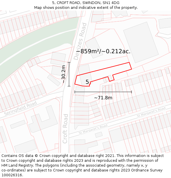 5, CROFT ROAD, SWINDON, SN1 4DG: Plot and title map