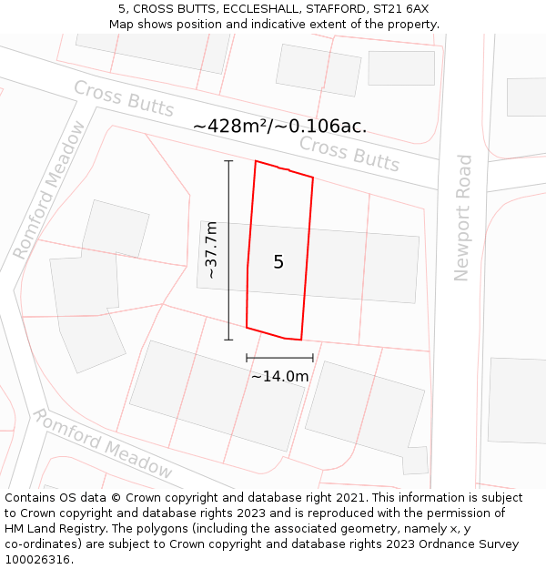 5, CROSS BUTTS, ECCLESHALL, STAFFORD, ST21 6AX: Plot and title map