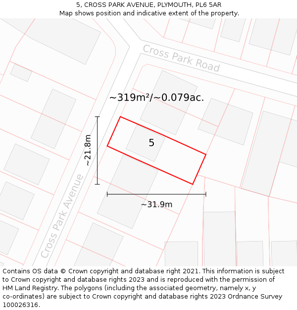 5, CROSS PARK AVENUE, PLYMOUTH, PL6 5AR: Plot and title map