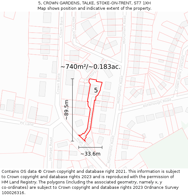 5, CROWN GARDENS, TALKE, STOKE-ON-TRENT, ST7 1XH: Plot and title map