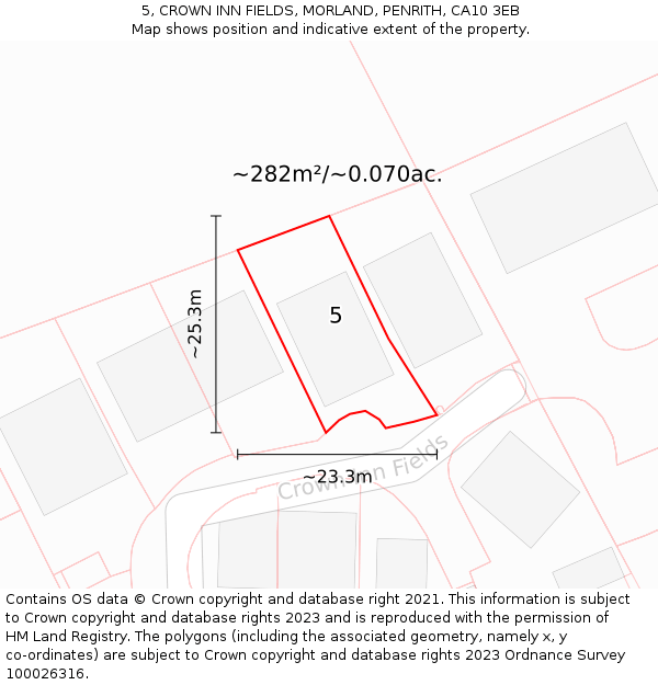 5, CROWN INN FIELDS, MORLAND, PENRITH, CA10 3EB: Plot and title map