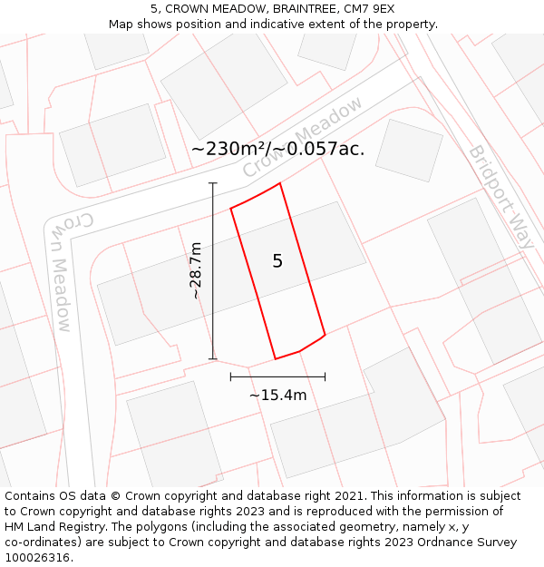 5, CROWN MEADOW, BRAINTREE, CM7 9EX: Plot and title map