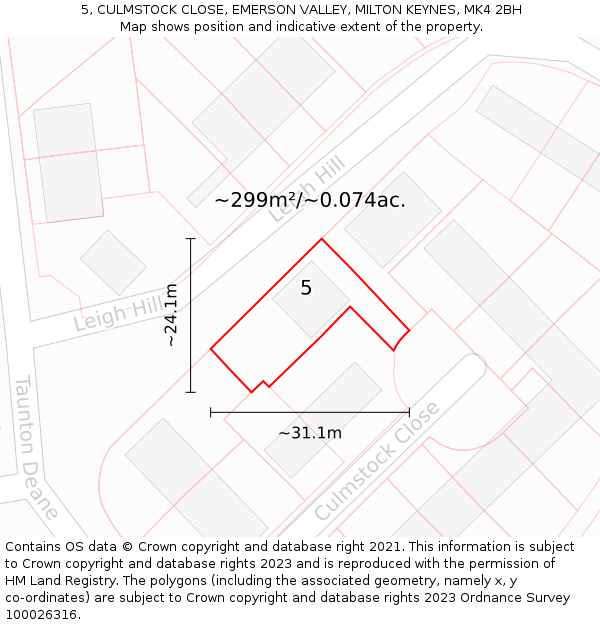 5, CULMSTOCK CLOSE, EMERSON VALLEY, MILTON KEYNES, MK4 2BH: Plot and title map