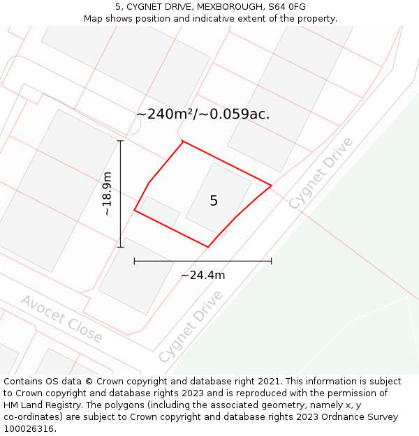 5, CYGNET DRIVE, MEXBOROUGH, S64 0FG: Plot and title map