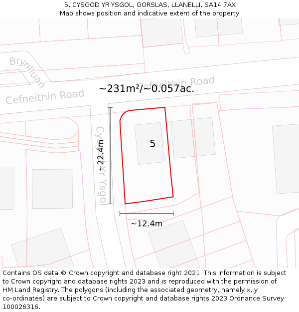 5, CYSGOD YR YSGOL, GORSLAS, LLANELLI, SA14 7AX: Plot and title map