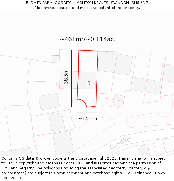 5, DAIRY FARM, GOSDITCH, ASHTON KEYNES, SWINDON, SN6 6NZ: Plot and title map