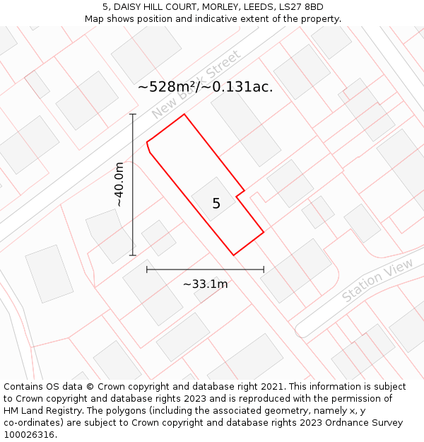 5, DAISY HILL COURT, MORLEY, LEEDS, LS27 8BD: Plot and title map