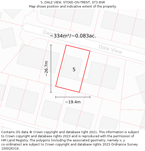 5, DALE VIEW, STOKE-ON-TRENT, ST3 6NR: Plot and title map